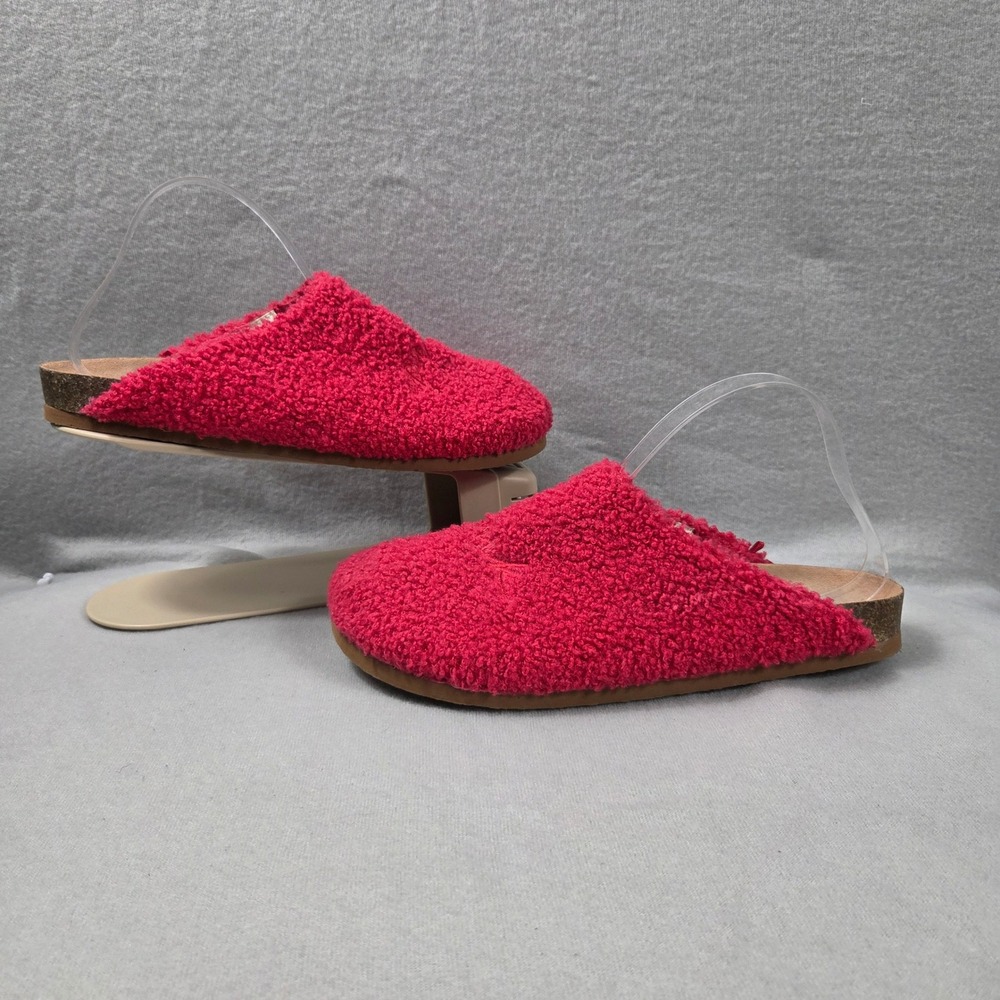 Victoria's Secret PINK Sherpa Fleece Slippers Pink Cork Footbed Mules 7-8